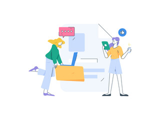 Business People Flat Vector Concept Operation Hand Drawn Illustration
