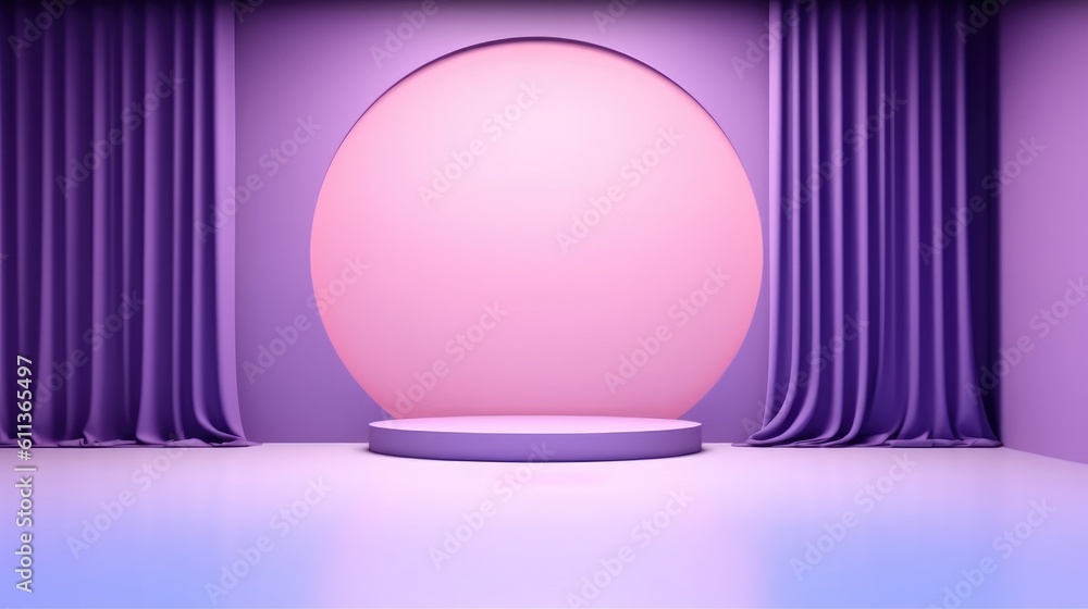 Poster abstract purple color background for product presentation, ai generated.