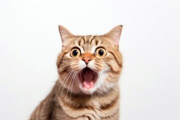 Surprised Cat with Big Eyes and Open Mouth