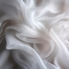 Obraz premium Beauty fashion white abstract soft fabric smooth curve shape decorate textile background, Banner design, AI generated.