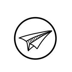 Paper airplane icon with circle border
