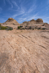hiking the lathrop trail in canyonlands national park in utah, usa
