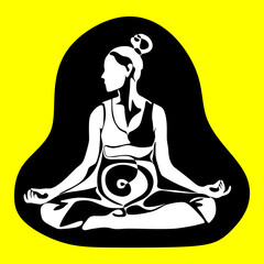 Vector silhouette illustration of yoga pose for pregnant. International yoga day.