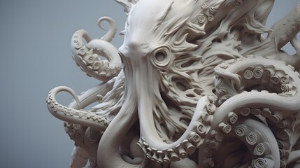close up of metal sculpture of an octopus Generative AI, AI Generated