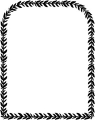 Pseudo three centered arch Leaf rectangular frame architectural window door laurel flower frame floral leaf borders natural botanical branches decoration wedding anniversary celebration beautiful