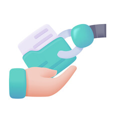 Robotic hand supports human work The concept of collaboration with robots. 3D illustration