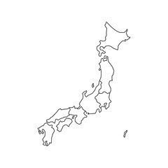 Blank map of Japan. High quality map of Japan with provinces on transparent background for your web site design, logo, app, UI. Asia. EPS10. vector