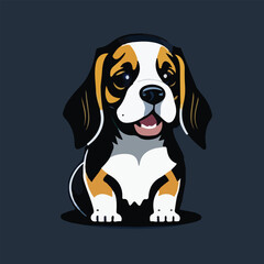 Realistic Cute Beagle Vector Logo Icon Sports Mascot flat vector illustration