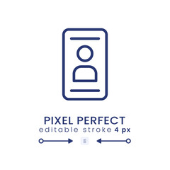 Personal profile linear desktop icon. Mobile authentication. Identity verification. Pixel perfect 128x128, outline 4px. GUI, UX design. Isolated user interface element for website. Editable stroke