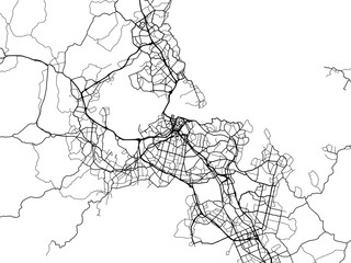 Vector road map of the city of  Auckland in New Zealand on a white background.
