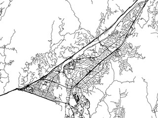 Naklejka premium Vector road map of the city of Lower Hutt in New Zealand on a white background.