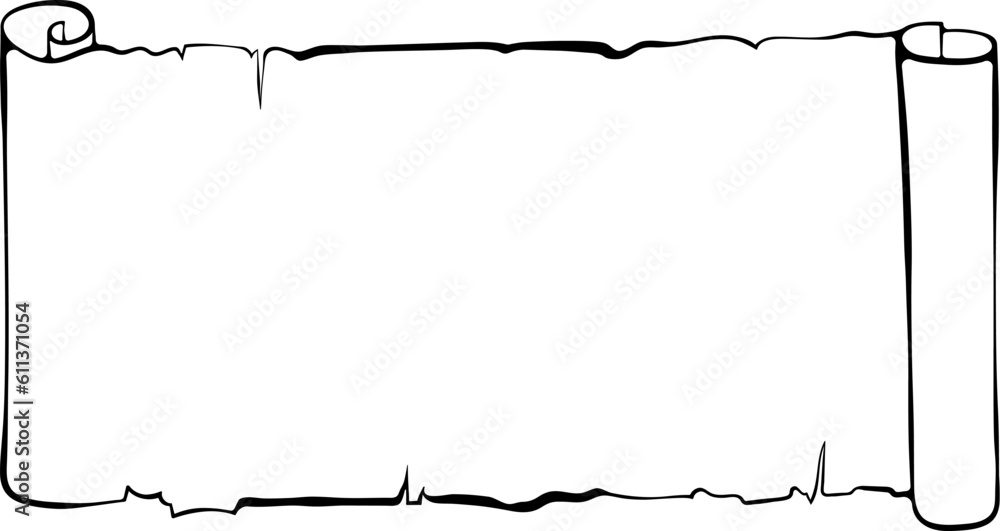 Aufkleber horizontal scroll papyrus paper. ancient scroll with copyspace. vector illustrations in hand drawn s