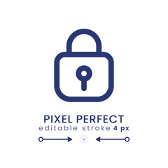 Private key linear desktop icon. Access control. Confidential information. Pixel perfect 128x128, outline 4px. GUI, UX design. Isolated user interface element for website. Editable stroke