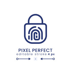 Obraz premium Fingerprint access linear desktop icon. Biometric security. Personal identification. Pixel perfect 128x128, outline 4px. GUI, UX design. Isolated user interface element for website. Editable stroke