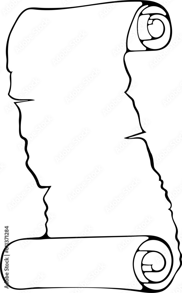 Aufkleber vertical scroll unrolled old paper. ancient scroll with copyspace. vector illustrations in hand draw