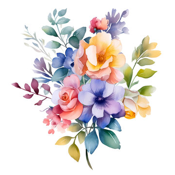 Watercolor Colorful Rose flowers Clipart - fall rose flowers floral bouquets in PNG format instant download for commercial use (AI Generatives)