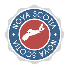 Nova Scotia, Canada Badge Map Vector Seal Vector Sign. National Symbol Country Stamp Design Icon Label.  - obrazy, fototapety, plakaty