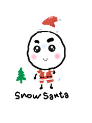 Snowman santa claus with christmas tree 