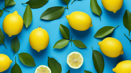 Tangy Citrus Vibes: A Summery Lemons Flat lay. Generative, AI.