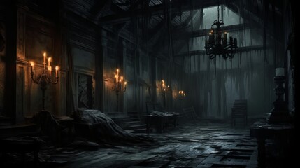 Obraz premium A Chilling and Haunted House Shrouded in Mystery