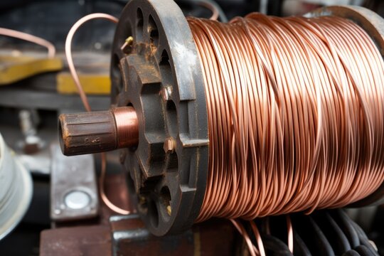 Modern big copper powerful motor. Generative AI