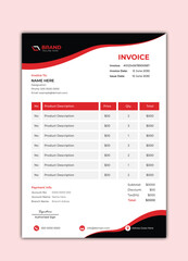 Red black invoice design vector template for business
