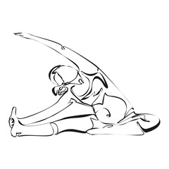 One continuous single drawing line Vector illustration of yoga pose for pregnant. International yoga day.