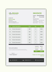 Clean invoice template with light green vibes