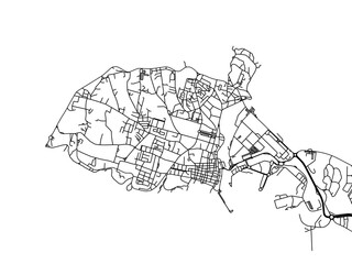 Vector road map of the city of  Peniche in Portugal on a white background.