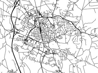 Vector road map of the city of  Caldas da Rainha in Portugal on a white background.