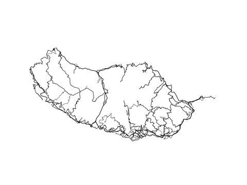 Vector road map of the city of  Madeira in Portugal on a white background.