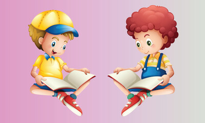 children reading a book