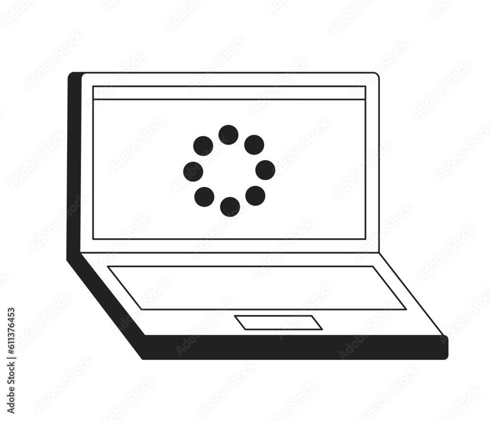 Fototapete buffering on laptop screen monochrome flat vector object. computer loading. waiting time. editable b