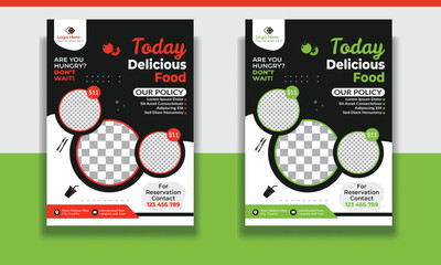 Fast Food Flyer Design Template cooking, restaurant menu, food ordering, Pizza, Burger, French fries and Soda. Vector illustration for banner, poster, flyer, cover, menu, brochure.