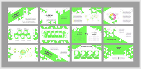Fototapeta na wymiar Startup company presentation templates set. Venture capital. Business investment. New product development. Ready made PPT slides on white background. Graphic design. Arial, Myriad Pro fonts used