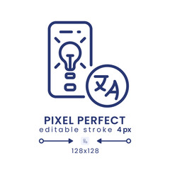 Language Learning app linear desktop icon. Educational software. Grammar skills. Pixel perfect 128x128, outline 4px. GUI, UX design. Isolated user interface element for website. Editable stroke