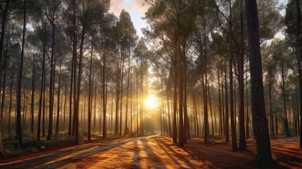 A Majestic Forest of Towering Pine Trees