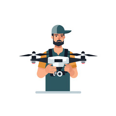 Man with drone vector isolated