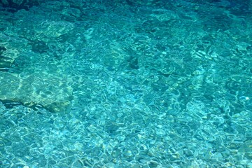 Summer water texture. Adriatic Sea. Turquoise or aqua colored water abstract.