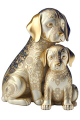 Dog “made of gold Imari china, intricate, highly detailed, studio lighting, isolated PNG object