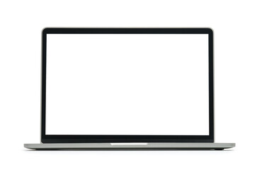 Notebook laptop in white empty screen isolate on white background. Front view.