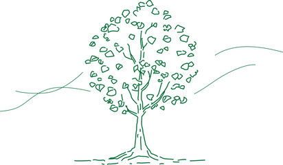 木　ツリー　線画のシンプルな木