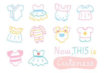 Baby clothes set - hand drawn
