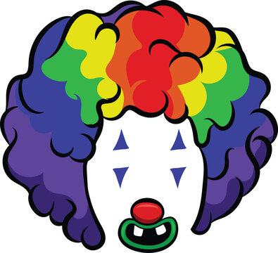 recommend clip art: Happy clown set with hair wig eye tattoo and mouth with red nose. Funny png cutouts or clip art to be used on images or used as sticker or emotes in social media sites. 