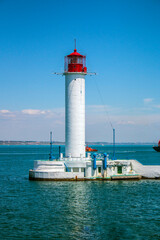 Odessa white lighthouse with a red top