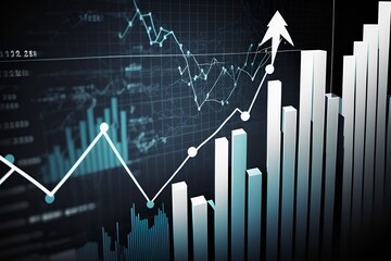 Naklejka premium Increasing Graph Upward, charts climbing, increasing profits [Generative AI] 