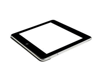 Digital tablet with white screen in blank over isolated transparent backdrop. Generative AI