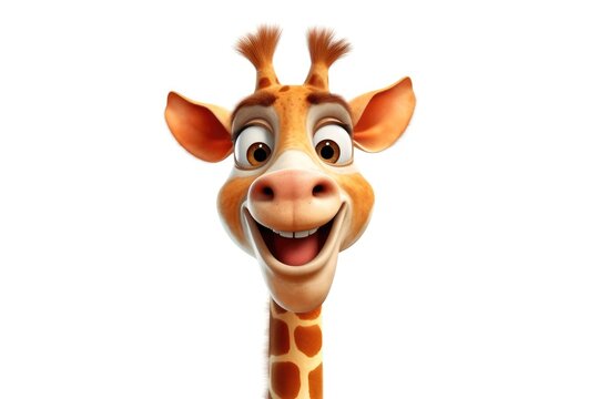 3D giraffe funny cartoon character on white background Generative AI Illustration
