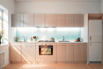 Fototapeta na wymiar Kitchen in Scandinavian style. Modern kitchen. Generative AI