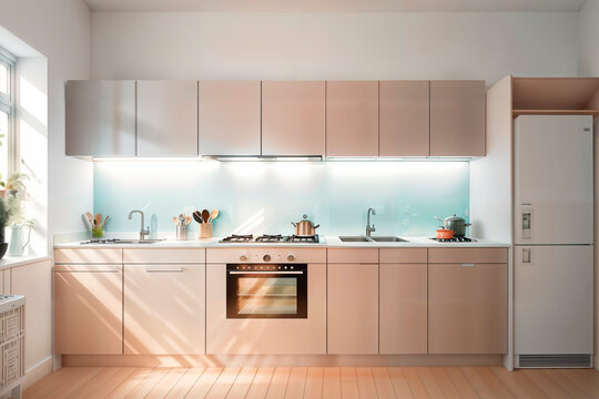 Kitchen in Scandinavian style. Modern kitchen. Generative AI